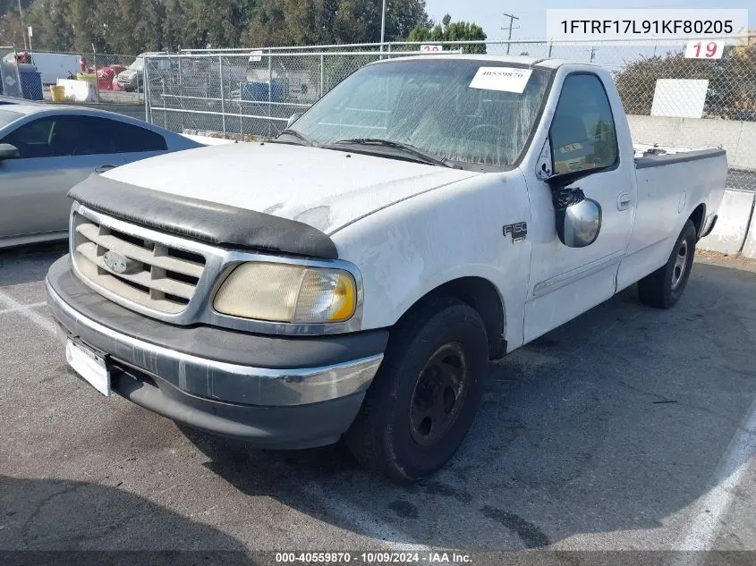 2001 Ford F-150 Xl/Xlt VIN: 1FTRF17L91KF80205 Lot: 40559870