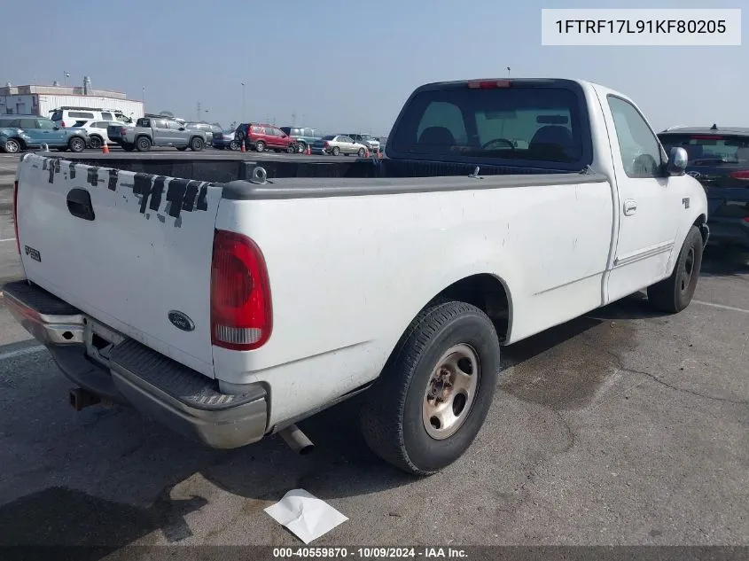 2001 Ford F-150 Xl/Xlt VIN: 1FTRF17L91KF80205 Lot: 40559870