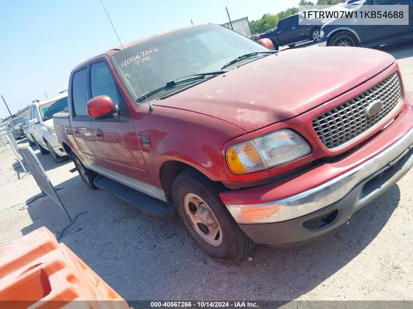 2001 Ford F-150 Harley-Davidson Edition/King Ranch Edition/Lariat/Xlt VIN: 1FTRW07W11KB54688 Lot: 40567266