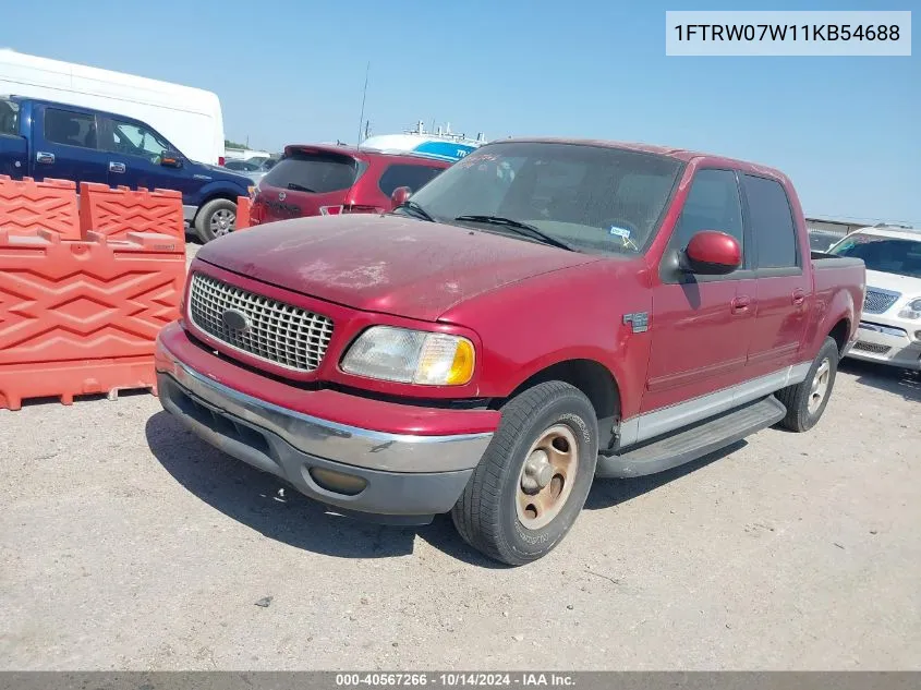 2001 Ford F-150 Harley-Davidson Edition/King Ranch Edition/Lariat/Xlt VIN: 1FTRW07W11KB54688 Lot: 40567266