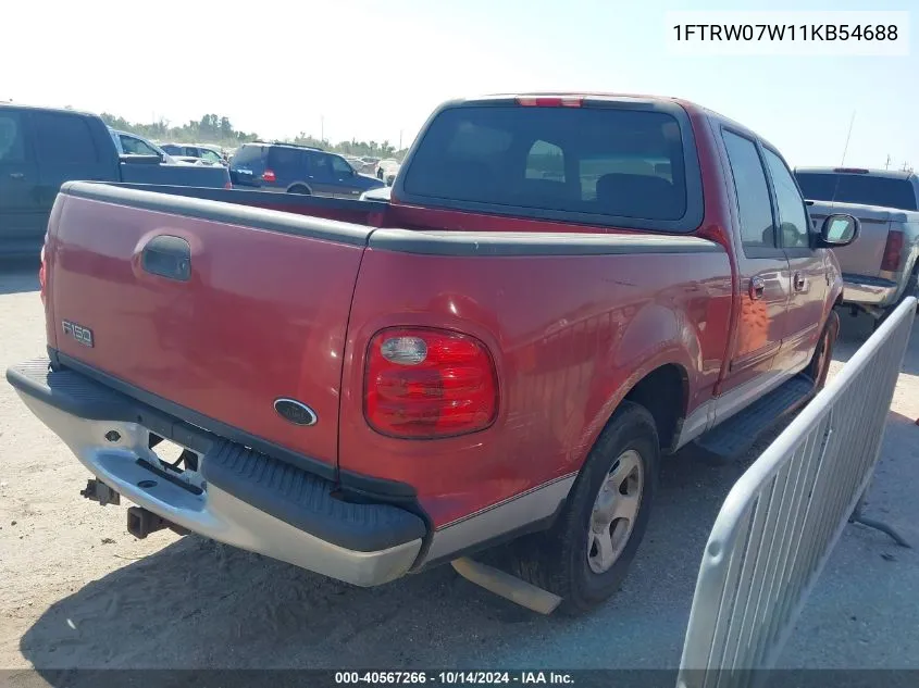 2001 Ford F-150 Harley-Davidson Edition/King Ranch Edition/Lariat/Xlt VIN: 1FTRW07W11KB54688 Lot: 40567266