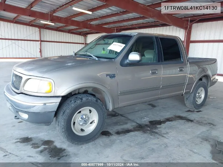 2001 Ford F150 Supercrew VIN: 1FTRW08L41KC14130 Lot: 40577999