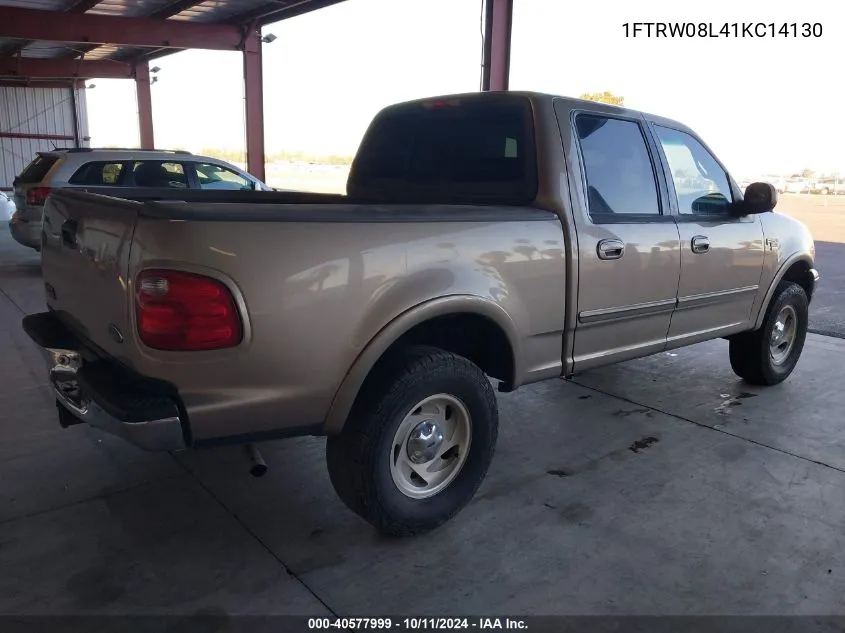 2001 Ford F150 Supercrew VIN: 1FTRW08L41KC14130 Lot: 40577999