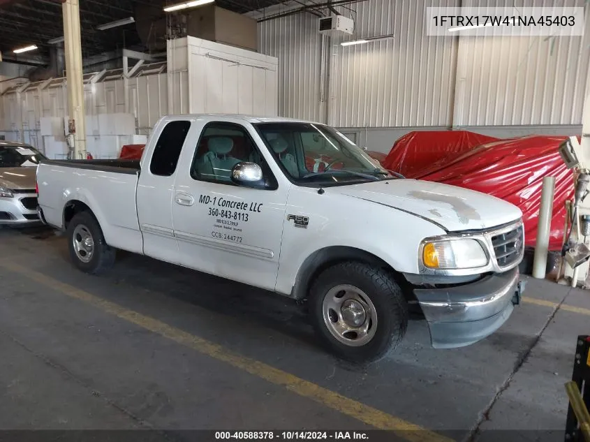 2001 Ford F-150 Lariat/Xl/Xlt VIN: 1FTRX17W41NA45403 Lot: 40588378