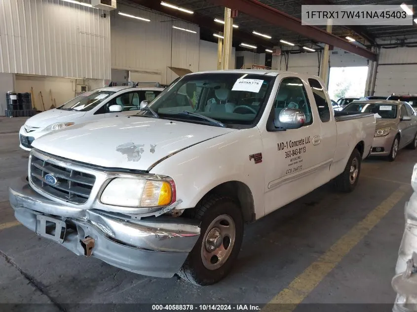 2001 Ford F-150 Lariat/Xl/Xlt VIN: 1FTRX17W41NA45403 Lot: 40588378