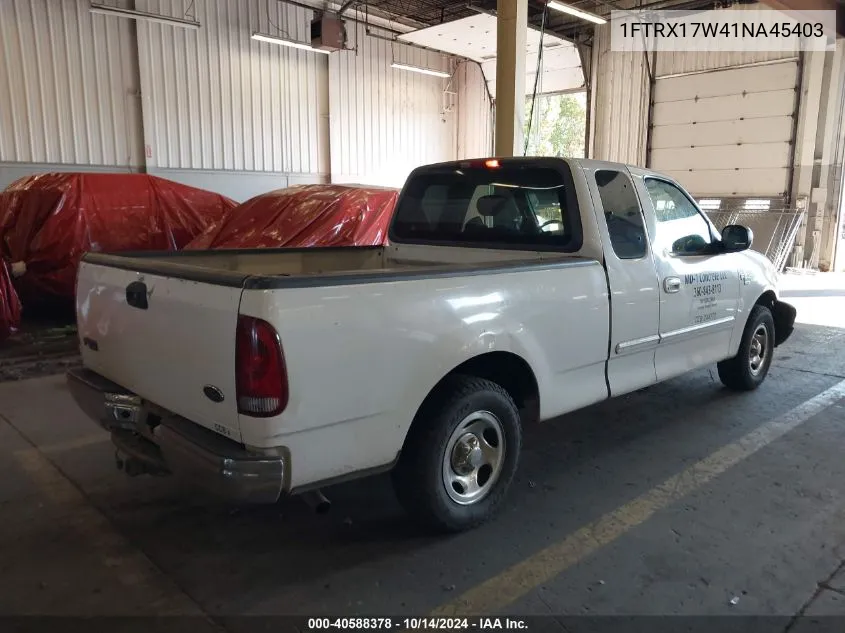 2001 Ford F-150 Lariat/Xl/Xlt VIN: 1FTRX17W41NA45403 Lot: 40588378