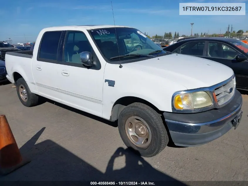 2001 Ford F150 Supercrew VIN: 1FTRW07L91KC32687 Lot: 40588495