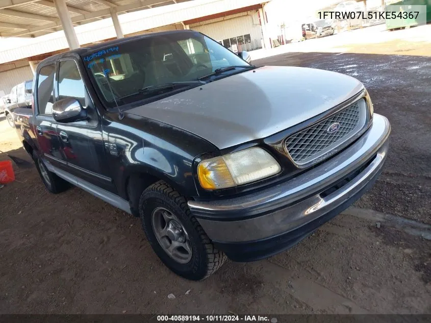 2001 Ford F-150 Harley-Davidson Edition/King Ranch Edition/Lariat/Xlt VIN: 1FTRW07L51KE54367 Lot: 40589194