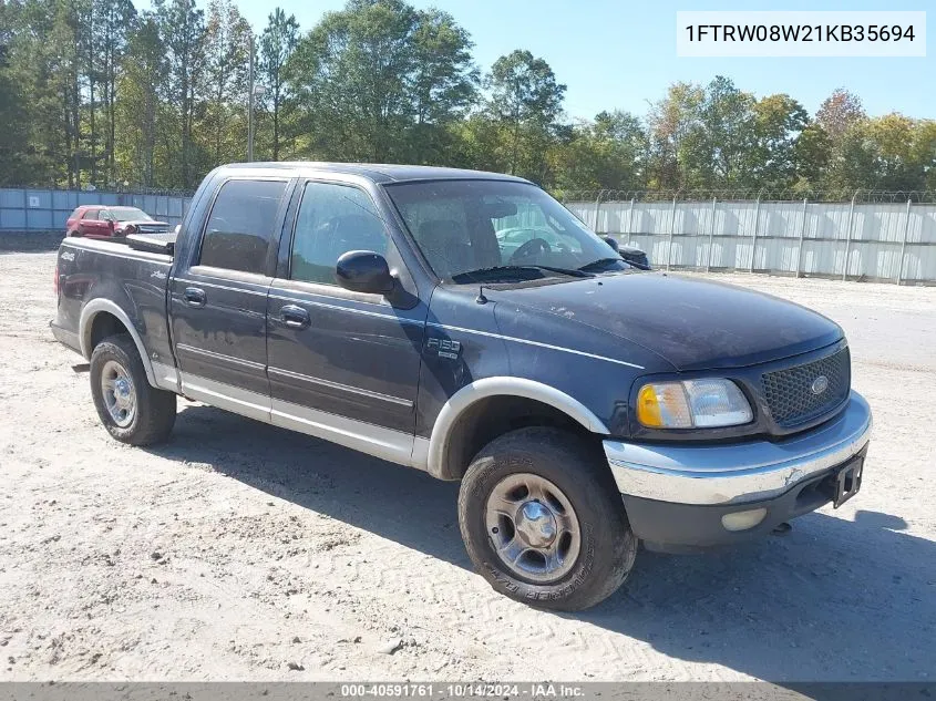 2001 Ford F-150 King Ranch Edition/Lariat/Xlt VIN: 1FTRW08W21KB35694 Lot: 40591761