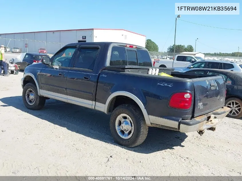 2001 Ford F-150 King Ranch Edition/Lariat/Xlt VIN: 1FTRW08W21KB35694 Lot: 40591761