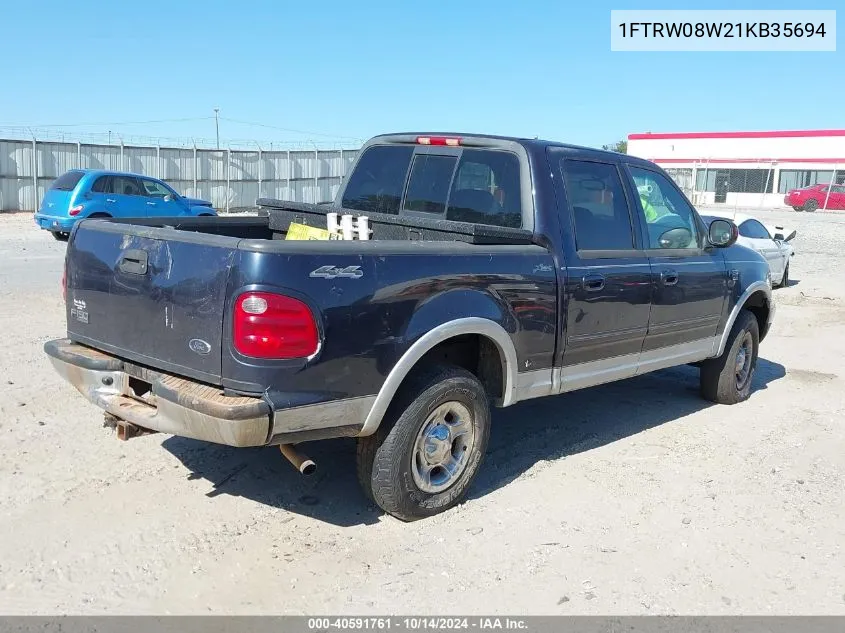 2001 Ford F-150 King Ranch Edition/Lariat/Xlt VIN: 1FTRW08W21KB35694 Lot: 40591761