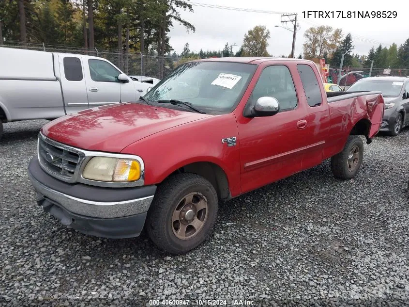 2001 Ford F-150 Lariat/Xl/Xlt VIN: 1FTRX17L81NA98529 Lot: 40600947