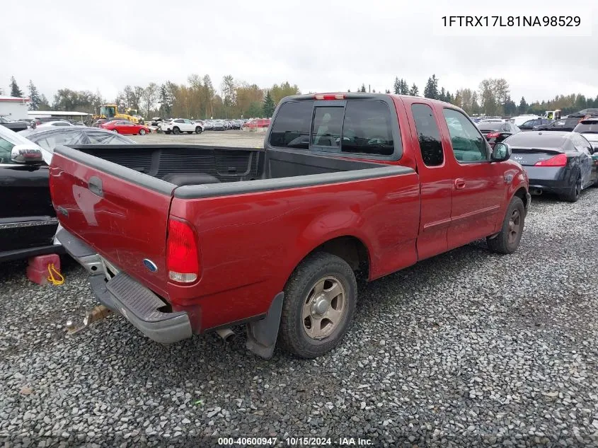 2001 Ford F-150 Lariat/Xl/Xlt VIN: 1FTRX17L81NA98529 Lot: 40600947