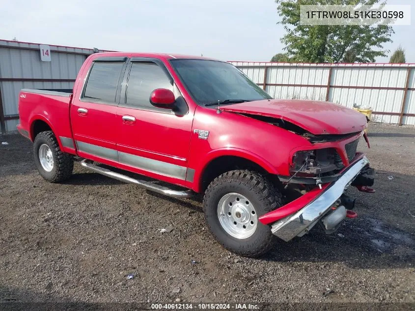 2001 Ford F-150 King Ranch Edition/Lariat/Xlt VIN: 1FTRW08L51KE30598 Lot: 40612134