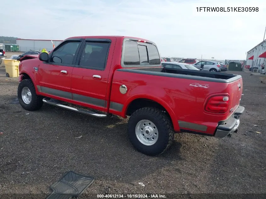 2001 Ford F-150 King Ranch Edition/Lariat/Xlt VIN: 1FTRW08L51KE30598 Lot: 40612134