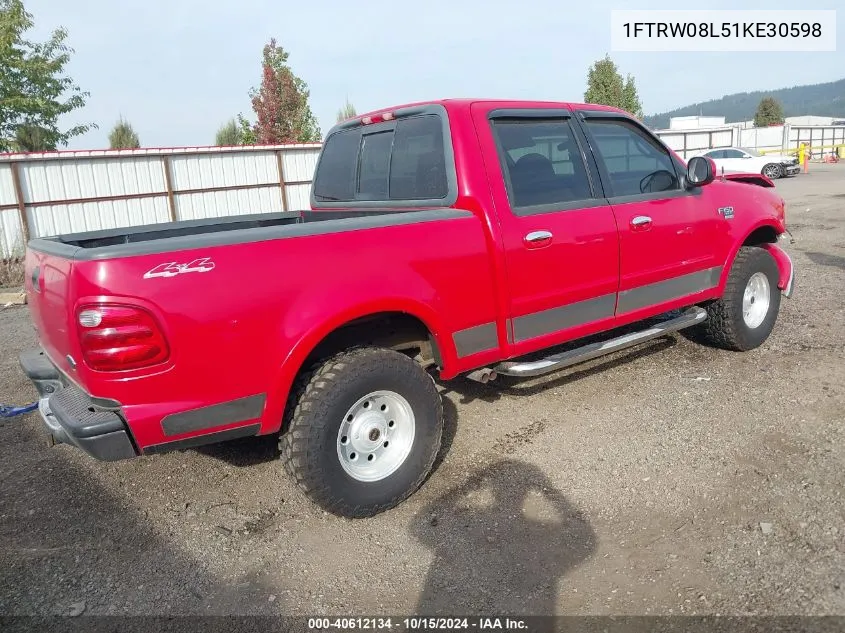 2001 Ford F-150 King Ranch Edition/Lariat/Xlt VIN: 1FTRW08L51KE30598 Lot: 40612134