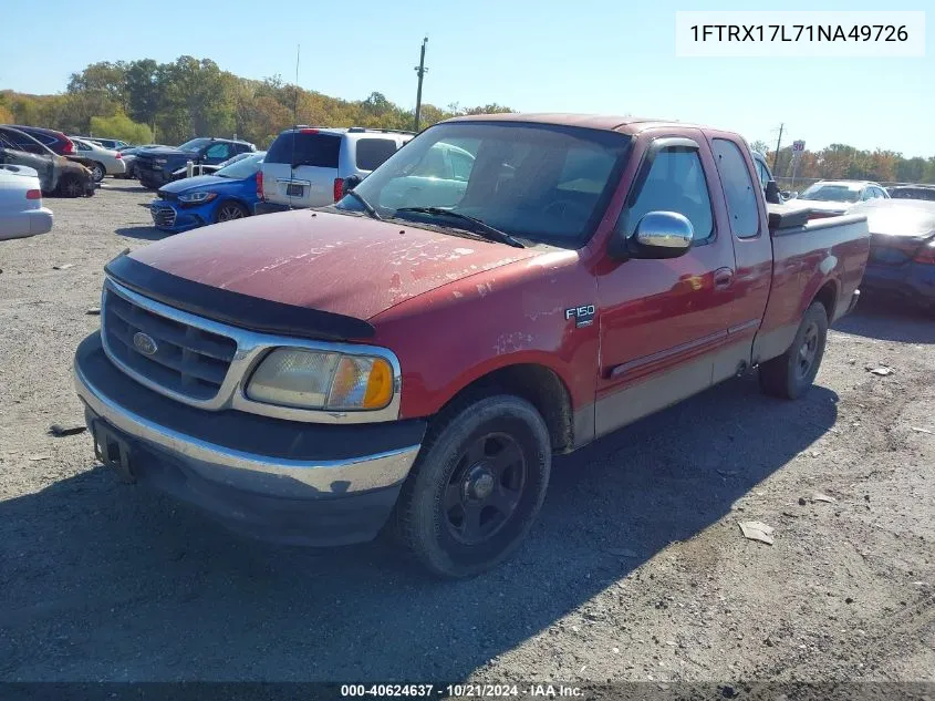 2001 Ford F-150 Lariat/Xl/Xlt VIN: 1FTRX17L71NA49726 Lot: 40624637