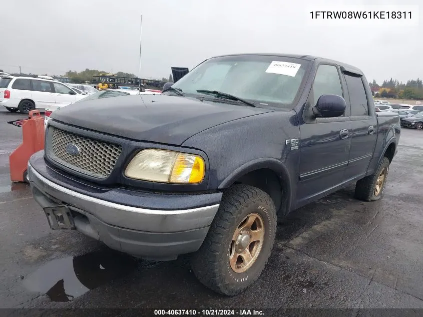 2001 Ford F-150 King Ranch Edition/Lariat/Xlt VIN: 1FTRW08W61KE18311 Lot: 40637410