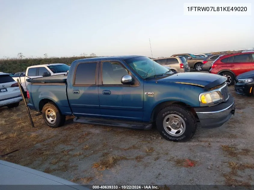 2001 Ford F-150 Supercrew Harley-Davidson/King Ranch Edition/Lariat/Xlt VIN: 1FTRW07L81KE49020 Lot: 40639333