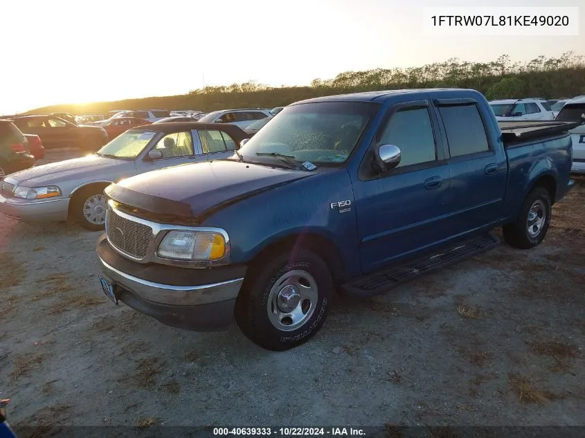 2001 Ford F-150 Supercrew Harley-Davidson/King Ranch Edition/Lariat/Xlt VIN: 1FTRW07L81KE49020 Lot: 40639333