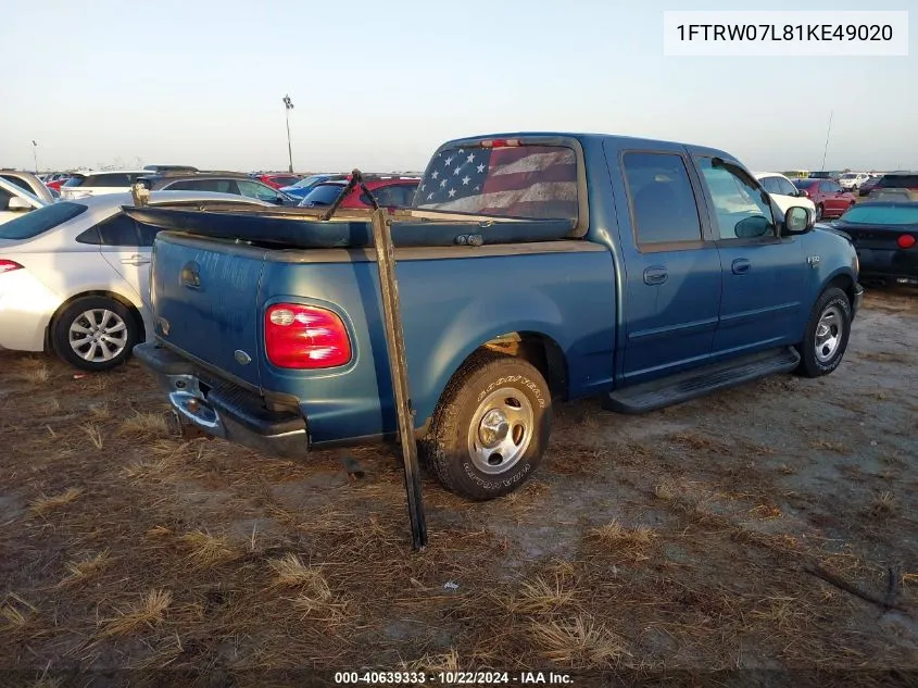 2001 Ford F-150 Supercrew Harley-Davidson/King Ranch Edition/Lariat/Xlt VIN: 1FTRW07L81KE49020 Lot: 40639333