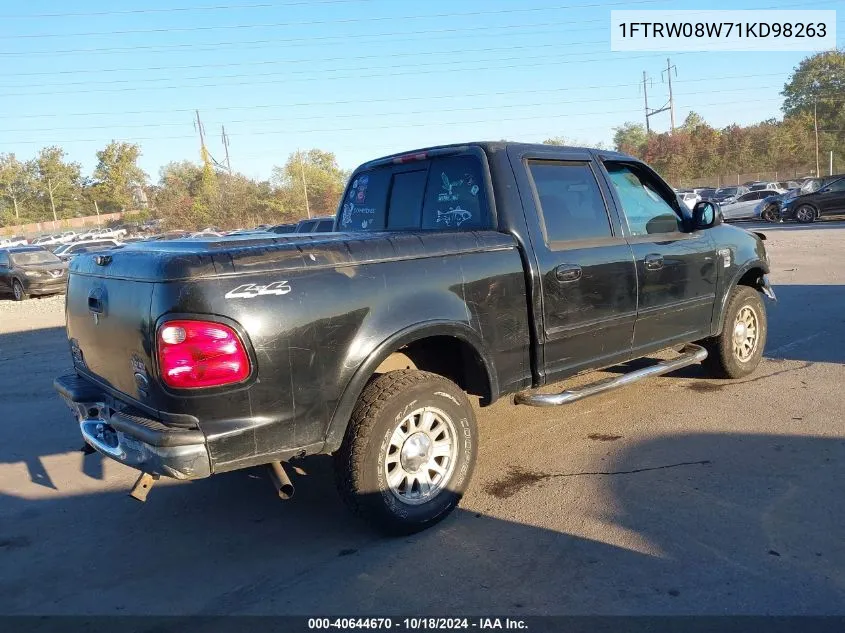 2001 Ford F-150 King Ranch Edition/Lariat/Xlt VIN: 1FTRW08W71KD98263 Lot: 40644670