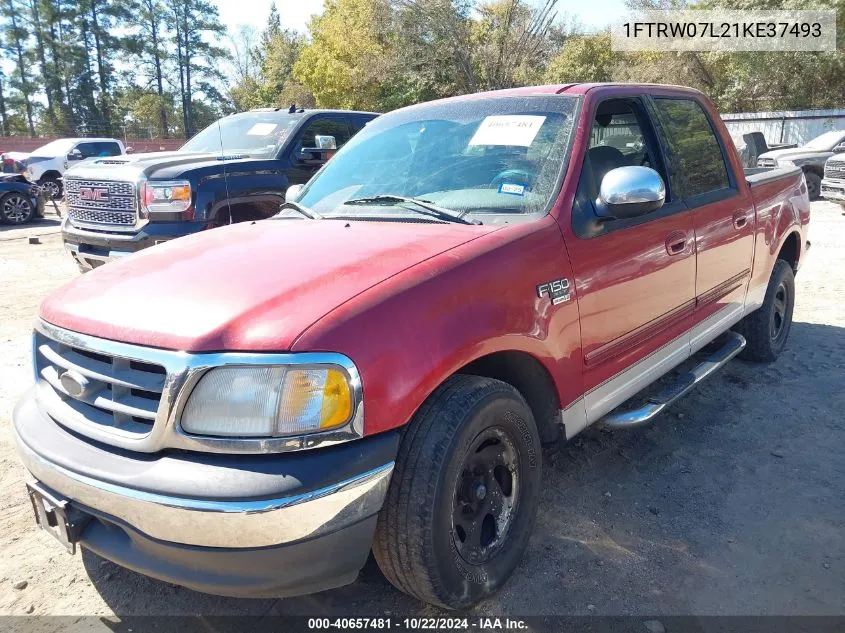 2001 Ford F-150 VIN: 1FTRW07L21KE37493 Lot: 40657481