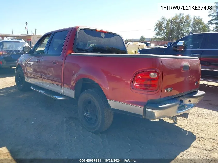 2001 Ford F-150 VIN: 1FTRW07L21KE37493 Lot: 40657481