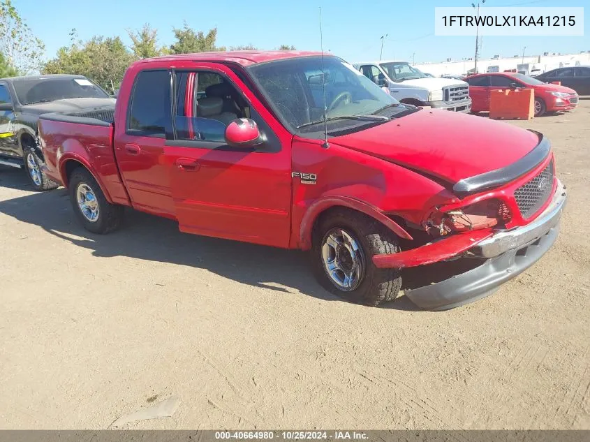 2001 Ford F-150 Harley-Davidson Edition/King Ranch Edition/Lariat/Xlt VIN: 1FTRW0LX1KA41215 Lot: 40664980