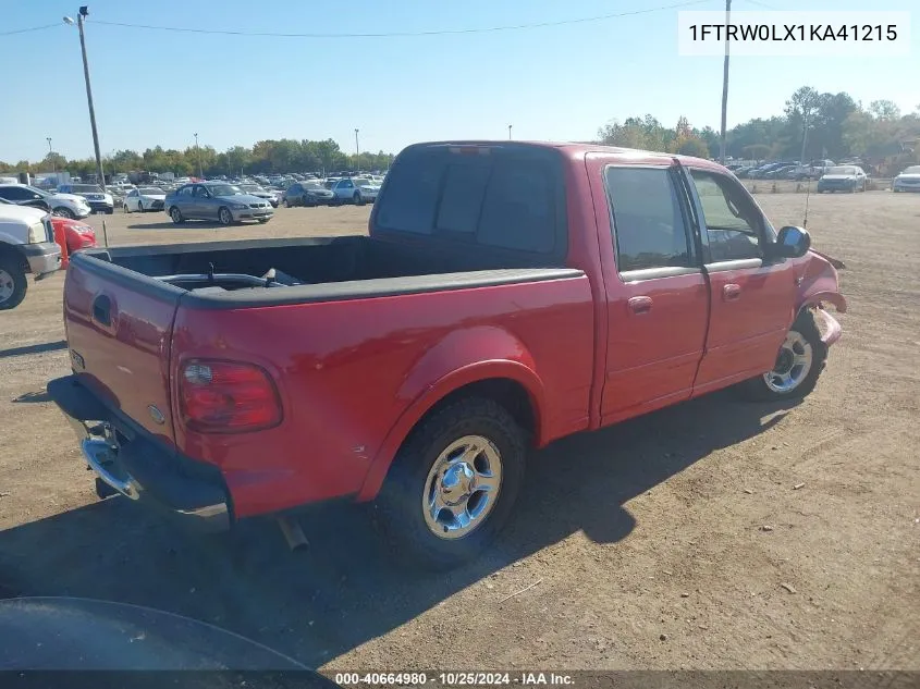 2001 Ford F-150 Harley-Davidson Edition/King Ranch Edition/Lariat/Xlt VIN: 1FTRW0LX1KA41215 Lot: 40664980