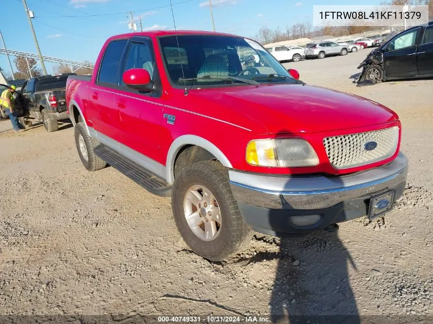 2001 Ford F-150 King Ranch Edition/Lariat/Xlt VIN: 1FTRW08L41KF11379 Lot: 40749331