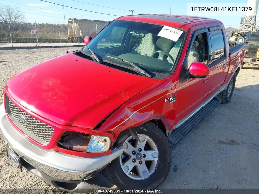 2001 Ford F-150 King Ranch Edition/Lariat/Xlt VIN: 1FTRW08L41KF11379 Lot: 40749331