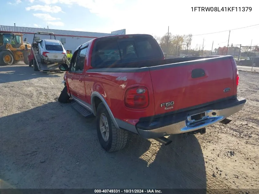 2001 Ford F-150 King Ranch Edition/Lariat/Xlt VIN: 1FTRW08L41KF11379 Lot: 40749331