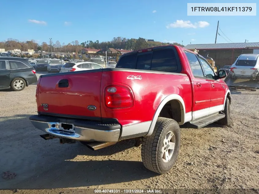 2001 Ford F-150 King Ranch Edition/Lariat/Xlt VIN: 1FTRW08L41KF11379 Lot: 40749331