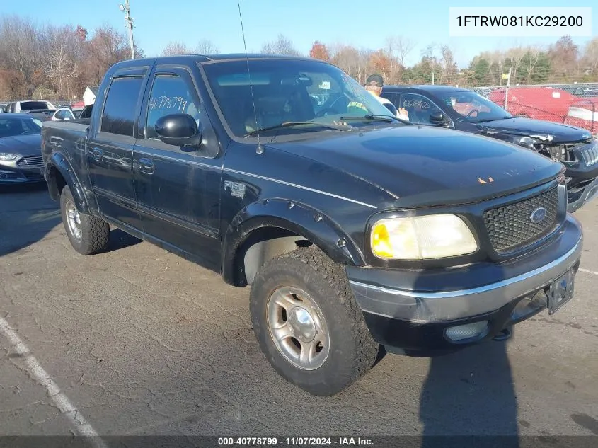 2001 Ford F-150 VIN: 1FTRW081KC29200 Lot: 40778799