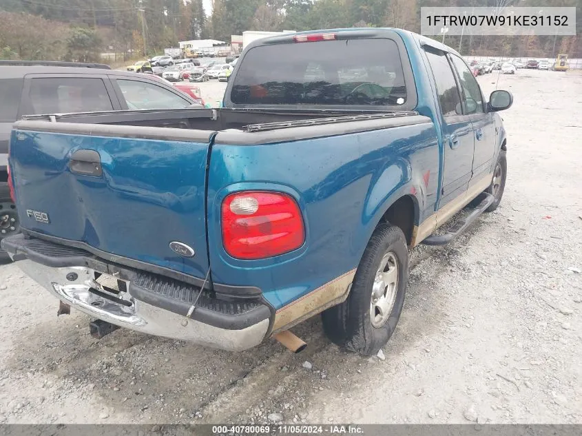 2001 Ford F-150 Harley-Davidson Edition/King Ranch Edition/Lariat/Xlt VIN: 1FTRW07W91KE31152 Lot: 40780069