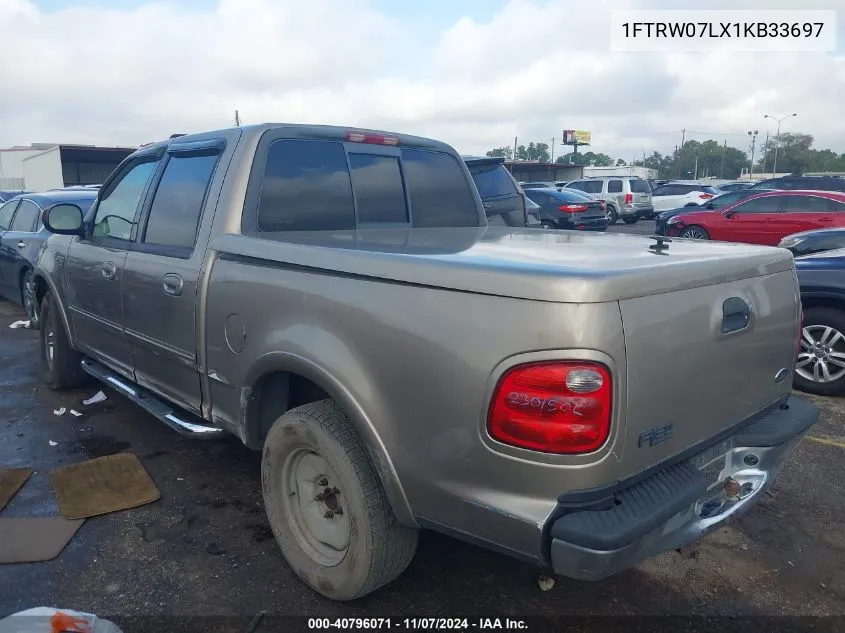 2001 Ford F-150 Harley-Davidson Edition/King Ranch Edition/Lariat/Xlt VIN: 1FTRW07LX1KB33697 Lot: 40796071