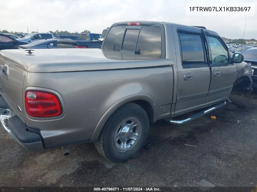 2001 Ford F-150 Harley-Davidson Edition/King Ranch Edition/Lariat/Xlt VIN: 1FTRW07LX1KB33697 Lot: 40796071