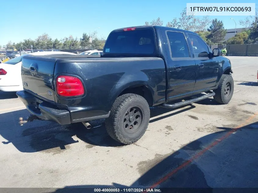 2001 Ford F-150 Harley-Davidson Edition/King Ranch Edition/Lariat/Xlt VIN: 1FTRW07L91KC00693 Lot: 40800053