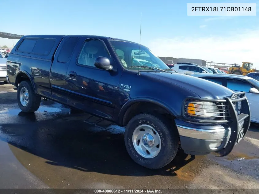 2001 Ford F-150 Lariat/Xl/Xlt VIN: 2FTRX18L71CB01148 Lot: 40806612