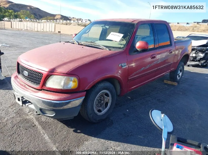 2001 Ford F-150 King Ranch Edition/Lariat/Xlt VIN: 1FTRW08W31KA85632 Lot: 40825964