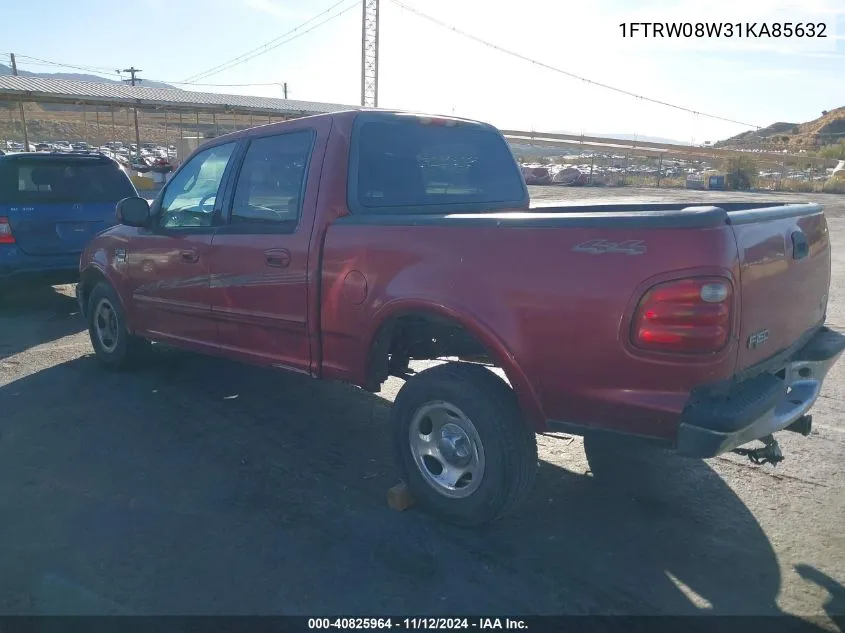 2001 Ford F-150 King Ranch Edition/Lariat/Xlt VIN: 1FTRW08W31KA85632 Lot: 40825964