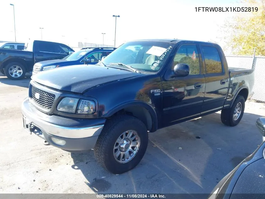 2001 Ford F-150 King Ranch Edition/Lariat/Xlt VIN: 1FTRW08LX1KD52819 Lot: 40829544