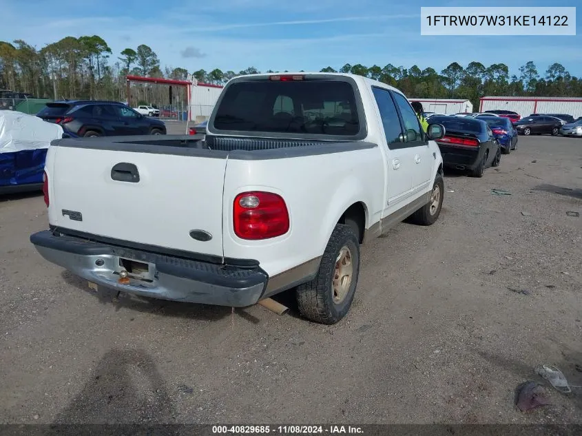 2001 Ford F-150 Supercrew Harley-Davidson/King Ranch Edition/Lariat/Xlt VIN: 1FTRW07W31KE14122 Lot: 40829685