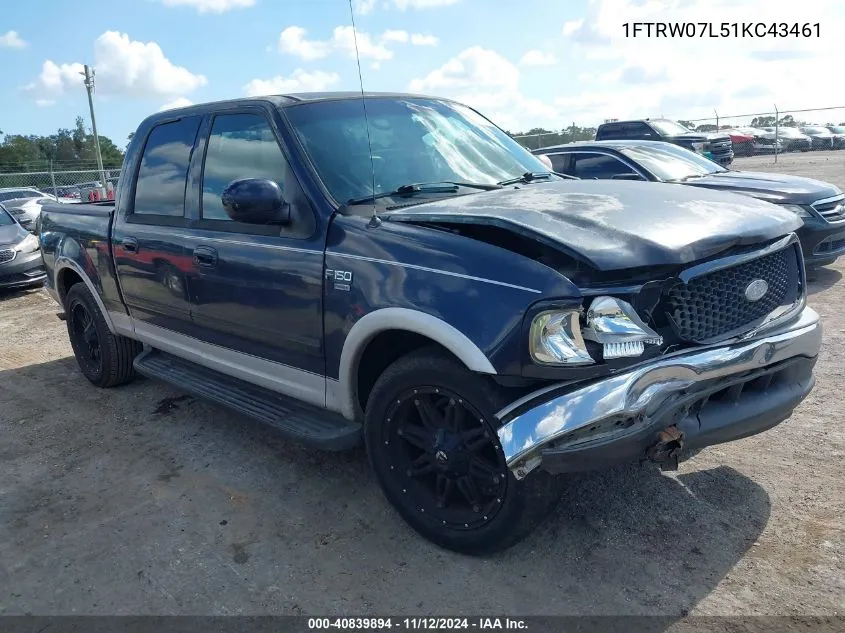 2001 Ford F-150 Harley-Davidson Edition/King Ranch Edition/Lariat/Xlt VIN: 1FTRW07L51KC43461 Lot: 40839894