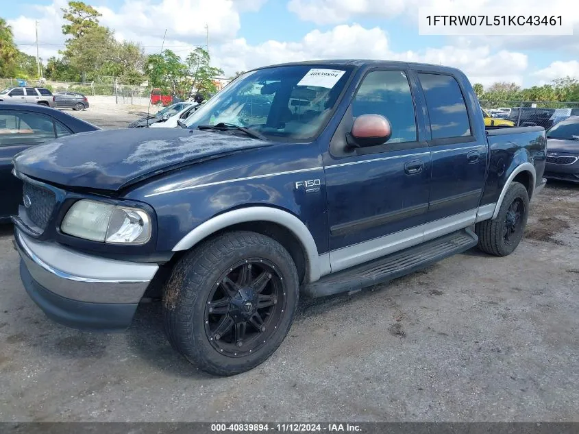 2001 Ford F-150 Harley-Davidson Edition/King Ranch Edition/Lariat/Xlt VIN: 1FTRW07L51KC43461 Lot: 40839894