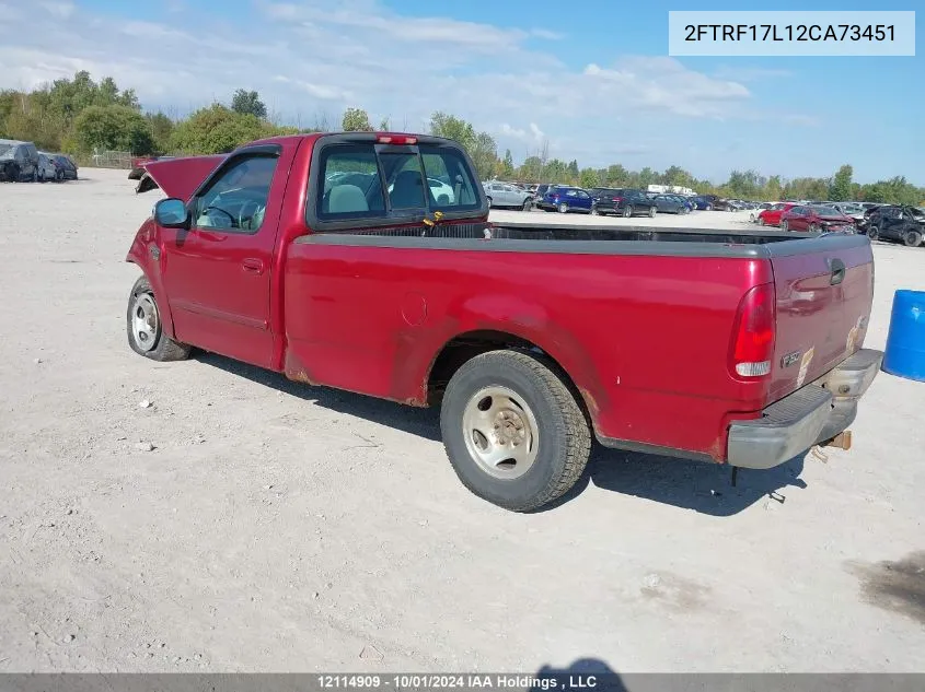 2002 Ford F-150 VIN: 2FTRF17L12CA73451 Lot: 12114909