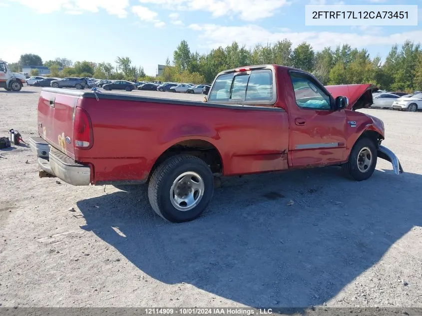 2002 Ford F-150 VIN: 2FTRF17L12CA73451 Lot: 12114909