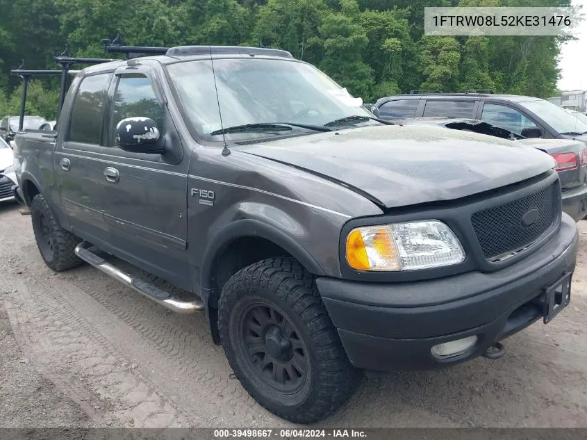 2002 Ford F-150 Lariat/Xlt VIN: 1FTRW08L52KE31476 Lot: 39498667