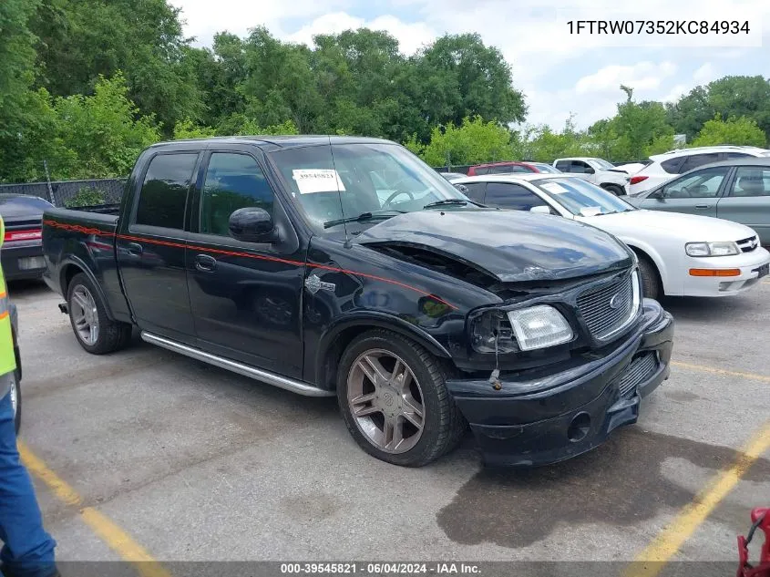 2002 Ford F-150 Lariat VIN: 1FTRW07352KC84934 Lot: 39545821